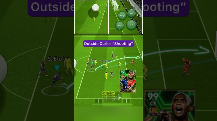 Tutorial skill : Cut Behind & Turn + Outside Curler 🔥👍🏻 By S. Eto’o efootball2024 #efootball